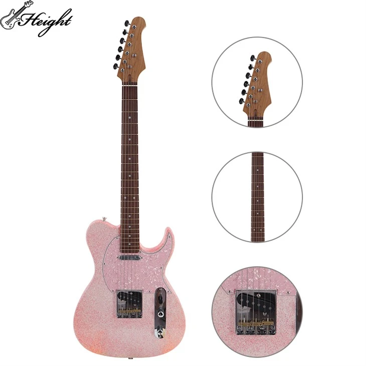 Electric Guitar Custom Strat Professional Electric Guitar Glossy With Golden Glittering Powder Finishing